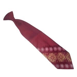 Vtg Towncraft Snapper Clip On Necktie Deep Red Texture Jacquard Woven 19 x 4